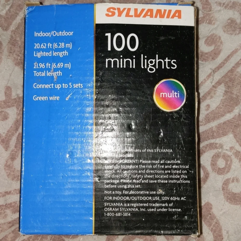 Set Bundle of 2 SYLVANIA Mini Christmas Tree 100 Mini Lights Each, Multicolor